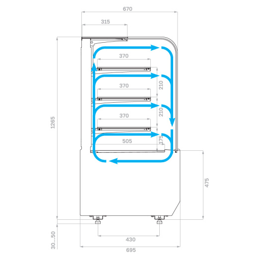 Кондитерская витрина Carboma KR70 VM 0,9-1 LIGHT (9005)